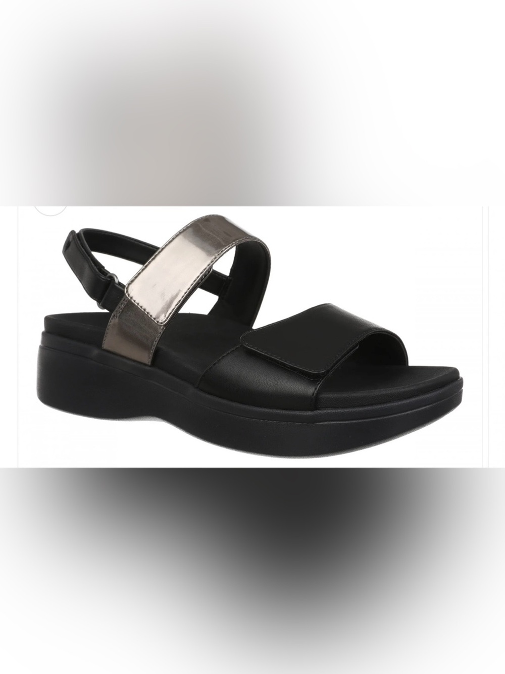 NWOB Vionic Black Sandal with Metallic Silver Strap Size 10